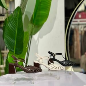 Sandales talon croisées cuir